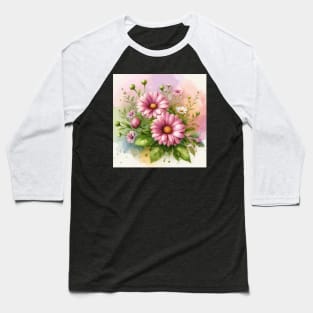 Pink Daisy Flower Baseball T-Shirt